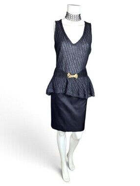Nina Ricci Vintage Dk Gray Open-Knit Alpaca Sleeveless Top